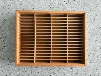 Vintage 80’s Wooden 64 Cassette Holder. NAPA VALLEY BOX COMPANY. Approx. 15x19.