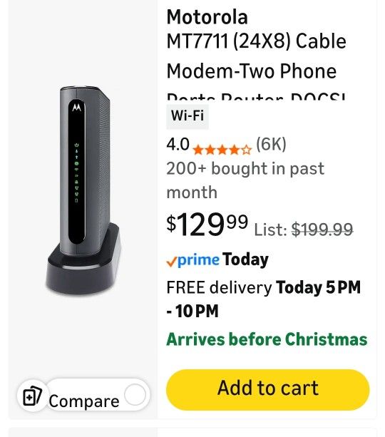 Motorola Cable MODEM WIFI Router