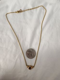 Genuine Vintage Christian Dior Gold Tone Necklace With Purple Crystal (A82)