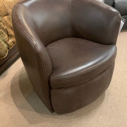 Leather Swivel Barrel Chairs 