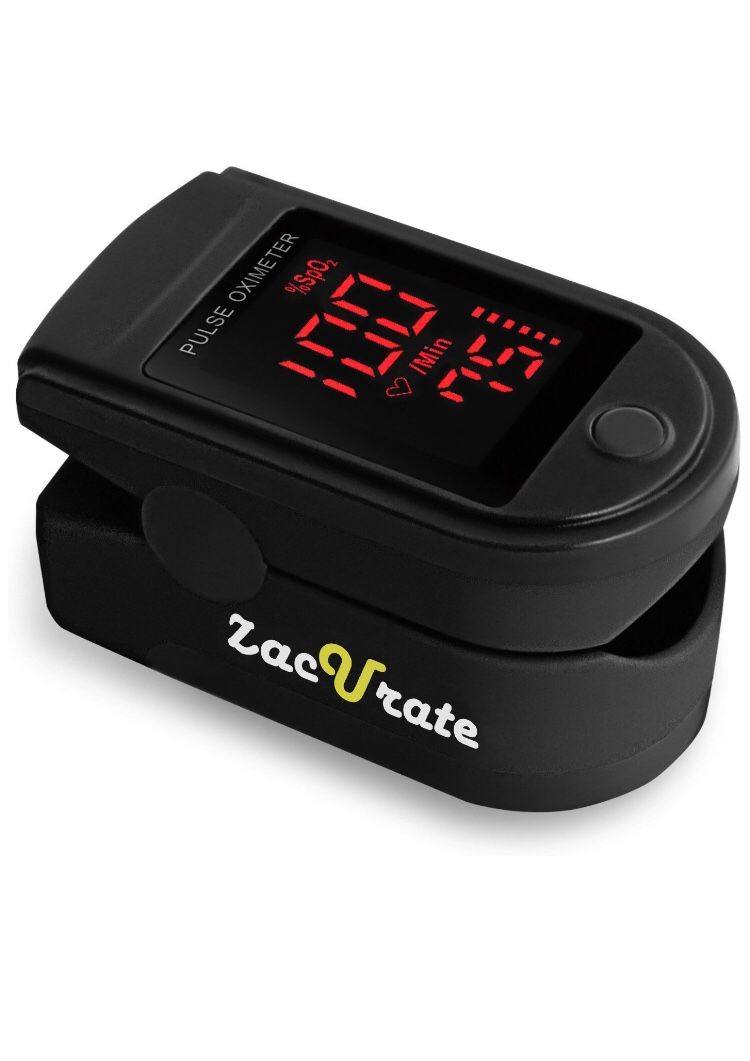 Zacurate Pro Series 500DL Fingertip Pulse Oximeter Blood Oxygen Saturation Monitor with silicon cover, batteries and lanyard (Mystic Black