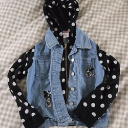 Disney Mickey Minnie Jean Jacket With Hood & Minnie Ears