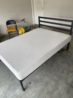 Metal Bed Frame with foam Mattress, Conroe