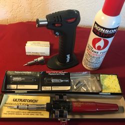 *NEW*ULTRATORCH UT100 Self Igniting Tool With Soldering, Heat And Torch Attachments & Metal Case w/ Extra Tips PLUS BENZOMATIC ST1100TS