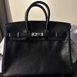 Black Leather 25cm Handbag
