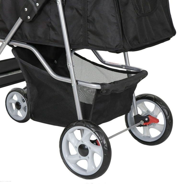 Foldable Dog Stroller Pet Travel Carriage Detachable Carrier Cart - Black