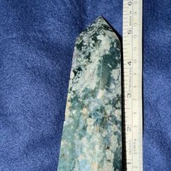 Gorgeous Moss Agate Tower With Druzy