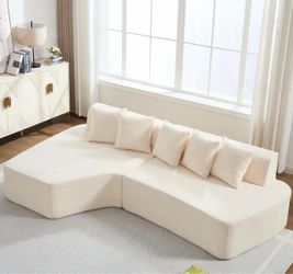 New 10.2" Cloud Sofa Sleeper with 5 Pillows – Corduroy 3-Seat Couch, Memory Foam & Spring Coil, No Assembly for Living Room, Soft Plush