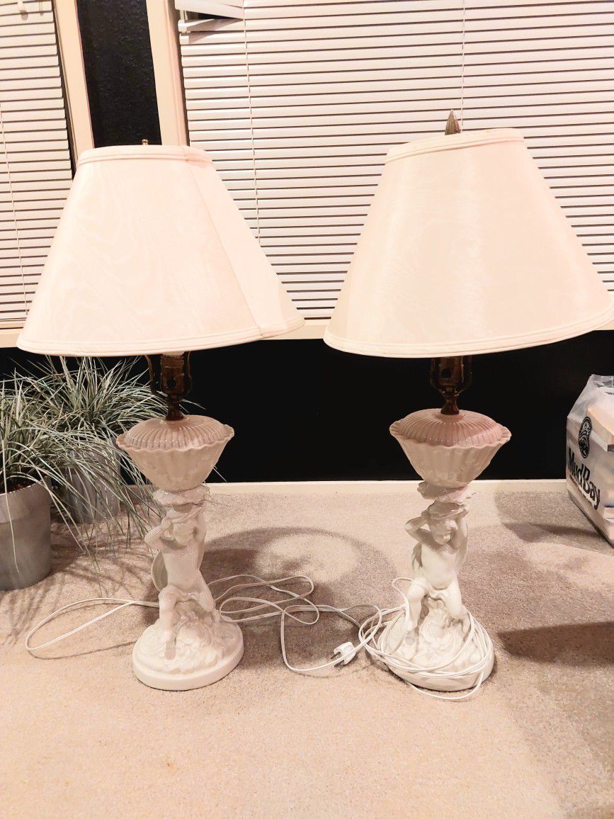 Porcelain Cherub Lamps