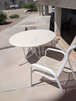 Patio Table Cultured Stone 45-in Diameter Commercial Plus Chairs $80 (((Now)))$55