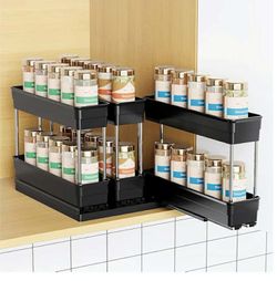 6098: New Pull Out Spice Rack Organizer for Cabinet, Slide Out Spice Racks Organizer, Easy to Install Spice Cabinet Organizers, 2.3''Wx10.35''Dx8.26''