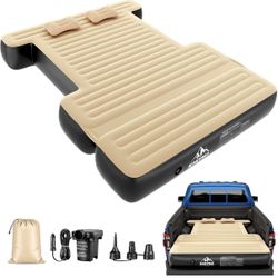 Truck Bed Air Mattress with Extension for 5.5-5.8ft Full Size Short Truck Beds , 86.6"x63"x9.8" Inflatable Camping Air Mattress Pickup Bed with 12V Pu