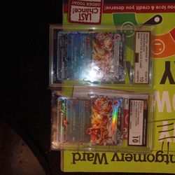 graded Charizard EX ruler of the black flame GEM MTAnd Charizard shiny treasure ex holo