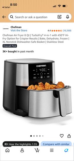 Chefman turbo fry 8 qt *brand new*