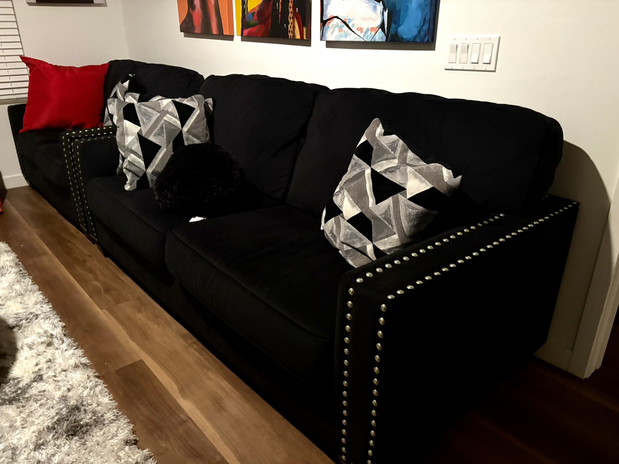 Black Studded Couch Set