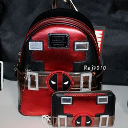 Loungefly Mini Deadpool Backpack & Wallet New 