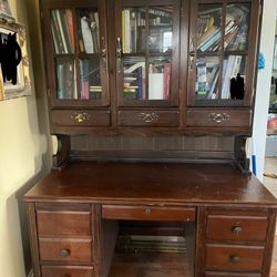 Solid wood desk and hutch