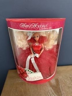 Vintage 1988 Happy Holidays Barbie Mattel No. 1703 NRFB Christmas Boxed 85 cash