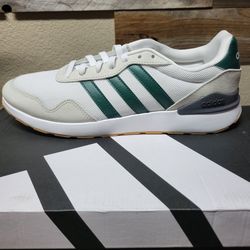 *NEW* Adidas Run 60s 4.0 White/Green Low Top Sneaker Size Men’s 9.5 Women's 10.5