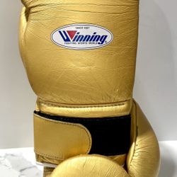 Winning 16oz Gold Boxing Gloves CO-MS-600 Pro Training Velcro w/ Box