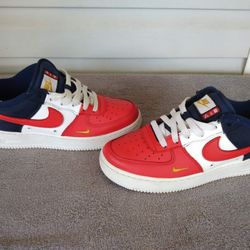 Red White Blue Air Force 1 Low LV8 GS Independence Day Shoes