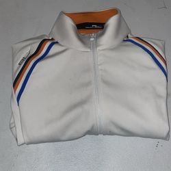 RLX Ralph Lauren Women's Size SMALL WHITE/orange/blue Full Zip Sweater