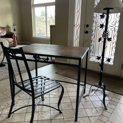 Custom Iron Desk, Chair and lamp