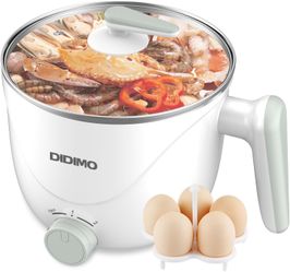 Electric Pot, 1.5L Hot Pot, Portable Ramen Cooker with Over-Heating/Boil Dry Protection, Stainless Steel Electric Hot Pot for Ramen, Egg, Pasta, Dumpl