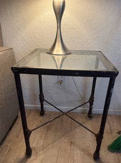 Rustic Glass Side Table