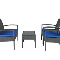 Alina Outdoor Love/Chairs/Table Set (Set of 4)

