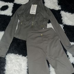 Short Leggings & Define Jacket With Gold Zipper Size 4