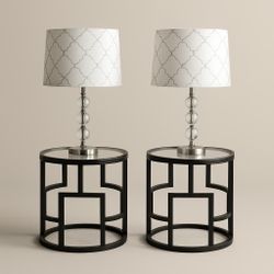 Stylish Nightstands with Matching Lamps**