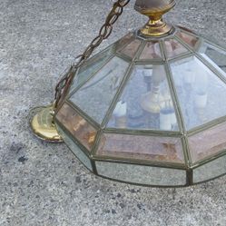 VINTAGE BEVELED Stained glass hanging chandelier by fredrick ramond.