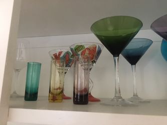 Martini wine and shot glasses