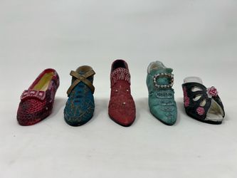 Set of 5 Decorative Miniature Shoe Figurines all are approximately 3 1/2”