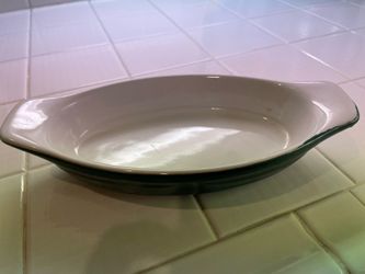Green ceramic oval au gratin dish