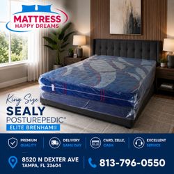 King Size Mattress 15” Sealy Posturepedic Elite Brenham II Medium Direct From Factory, Sealed in Plastic Ready for Same-Day Delivery 🚚