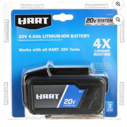 HART 20V Lithium-Ion 4.0Ah Battery (Charger Not Included)
