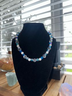 Handmade pearl blue necklace