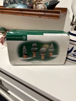 Department 56 Holly Topiaries Set of 4