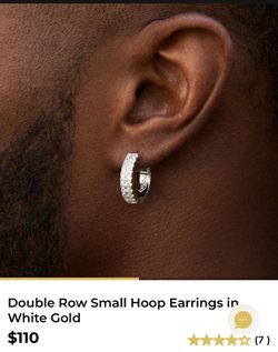 Brand New GLD Double Row Silver Hoop Earrings