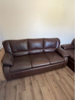 Brown pleather couches