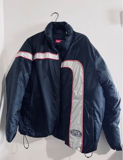Supreme stripe puffer jacket