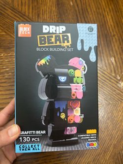 Drip Bear Block Building Set - Black with Multicolor Accents