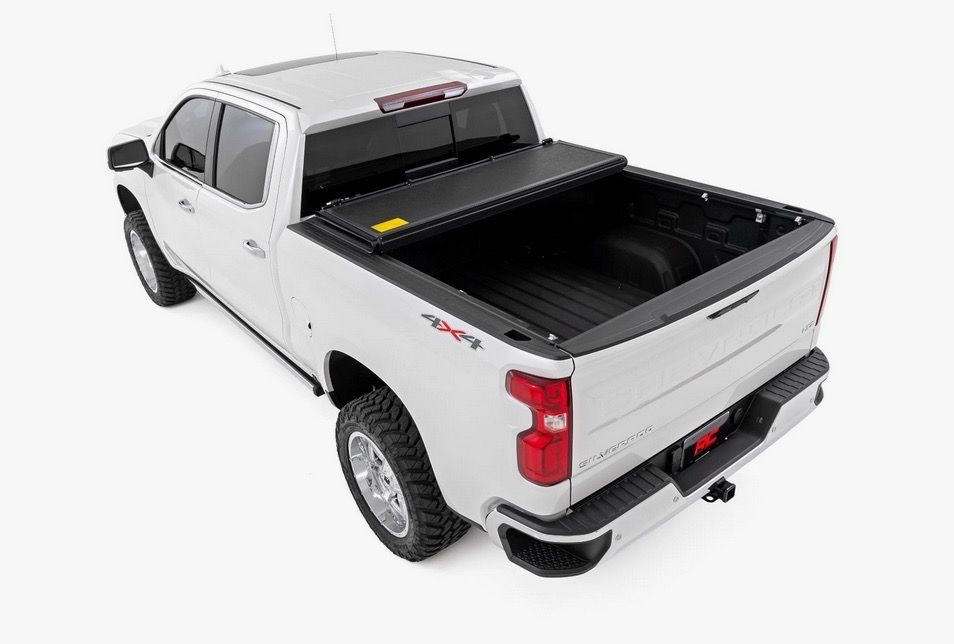 Rough Country hard tri-fold Tonneau truck bed cover for Chevy Silverado and GMC Sierra 1500
