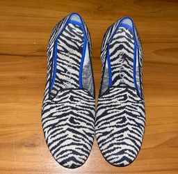 Womens Rothy's The Loafer Navy Zebra Knit Flats Shoes