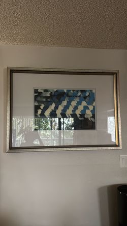 Framed Abstract Art Print Blue Geometric