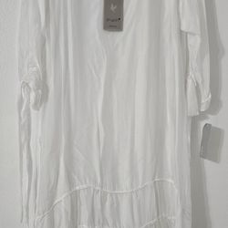 Shyloh White Silk Blend Dress Made in Italy New With Tags Flowing