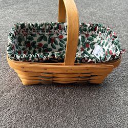 Longaberger Basket With Holly Berry Liner