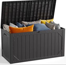 100 gallons injection storage box 100 Gallon Outdoor Storage Box, Waterproof Resin Deck Box Organizer for Patio Cushion Storage, Lockable Outside Cont